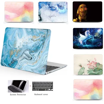 

3in1 New Marble pattern laptop Case for Apple Macbook Air 11 13 Pro Retina 12 13 15inch Colors Touch Bar Laptop Cover Shell Case