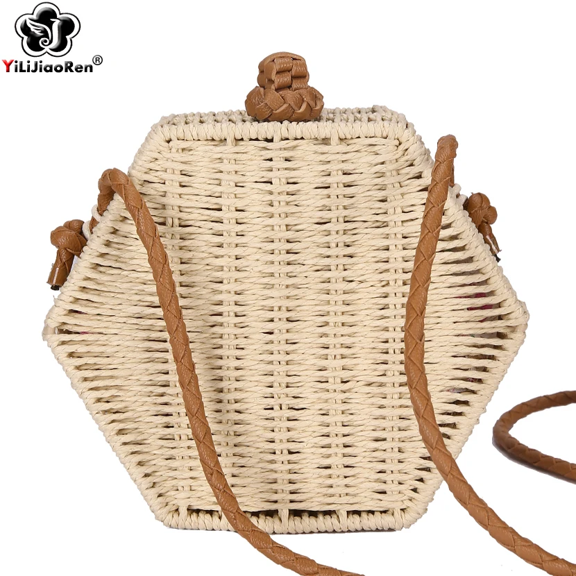 الأزياء اليدوية الروطان المنسوجة القش حقيبة الصيف حقائب الشاطئ للنساء بوهيميا البسيطة رسول Crossbody أكياس للفتيات مخلب محفظة