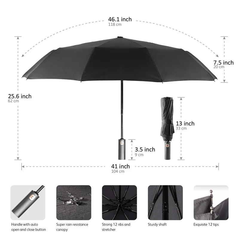 Big Strong Fashion Windproof Men Gentle Folding Compact Fully Automatic Quick-drying Rain High Quality Pongee Women Umbrellas | Дом и сад