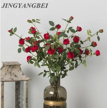 

6 Head Decor Tea Rose Artificial Flowers Silk Flowers Floral Silk Real Touch Rose Wedding Bouquet Home Party Design Flowers