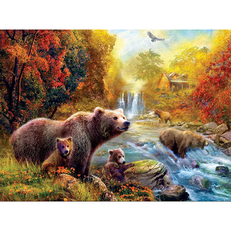 Full, diamond embroidery, black bear, 5D, diamond painting, rhinestone, mosaic, animal, cross stitch, decoration, DIY, crafts, art