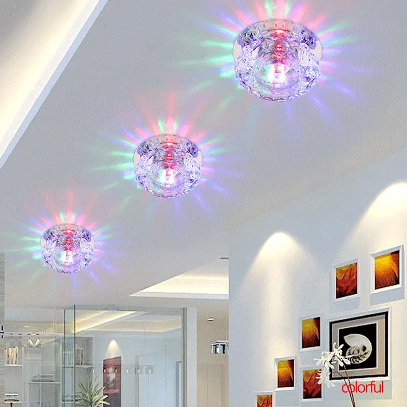 Светодиодный точечный светильник RGB 3 Вт 5 Вт Светодиодный светильник встроенный потолочный светильник для коридора простой современный всасывающий светильник цветной гостиной - Испускаемый цвет: colorful