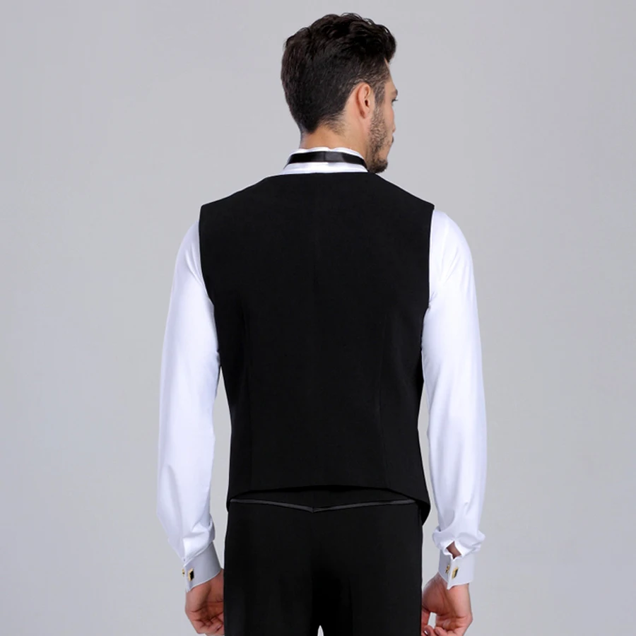 Man Ballroom Dance Shirt Black Dance Top Triangle Vest Mens Ballroom Clothes Latin/Tango/Waltz/Fox-Trot Dress Dancing