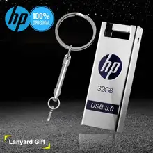 Hp флешка 32 ГБ, 64 ГБ и 128 Гб USB Flash Drive USB3.0 16 ГБ флешки бесплатно металлический шнурки Memory Stick DIY логотип диск на ключе флешки