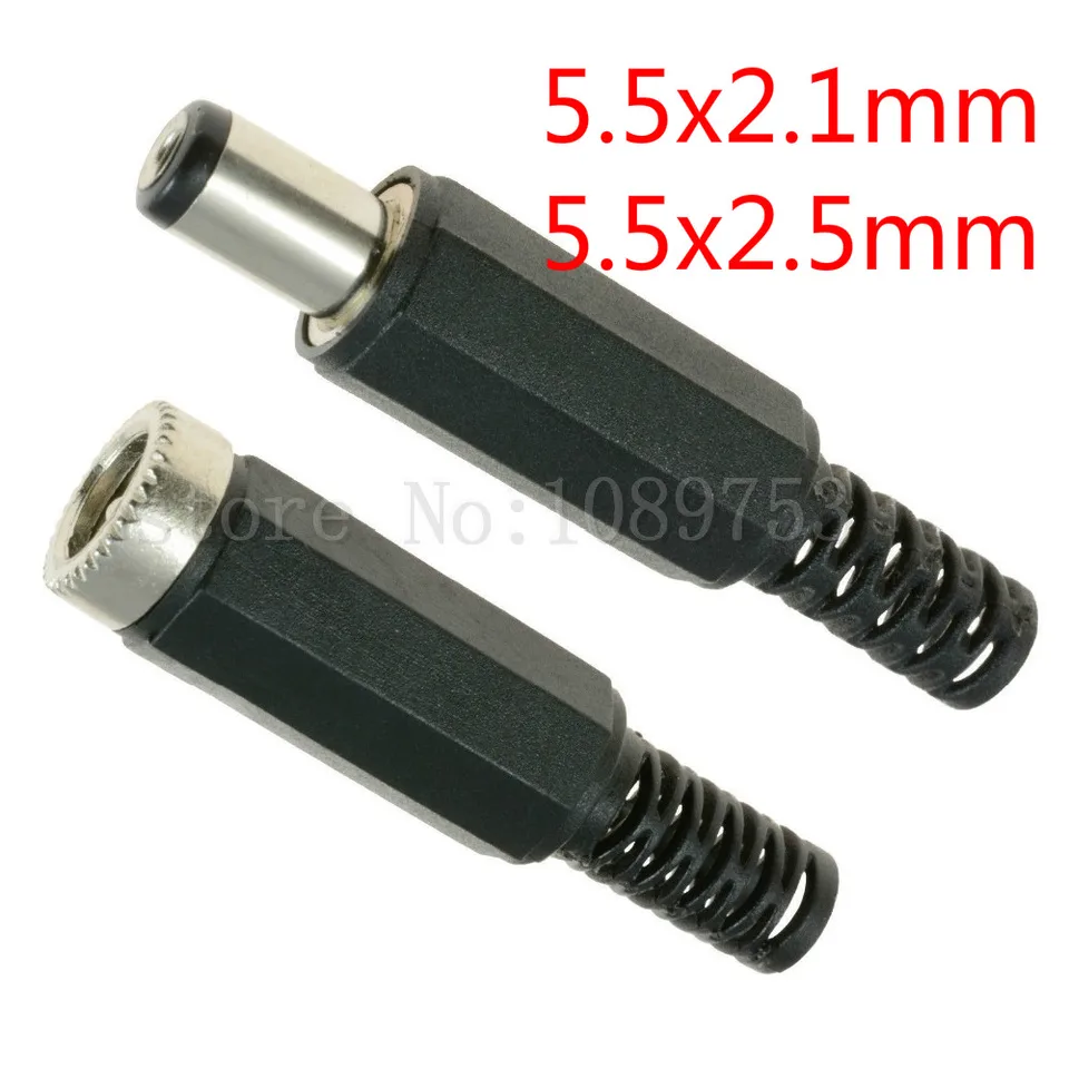 2.5x5.5x11 Dc Connectors Male Female Plug Set 5 Pairs 2.1x5.5mm DC ...