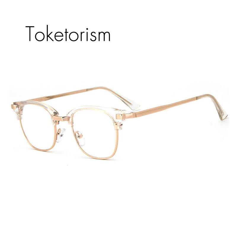 Retro vintage metal half frame transparent glasses frames ...