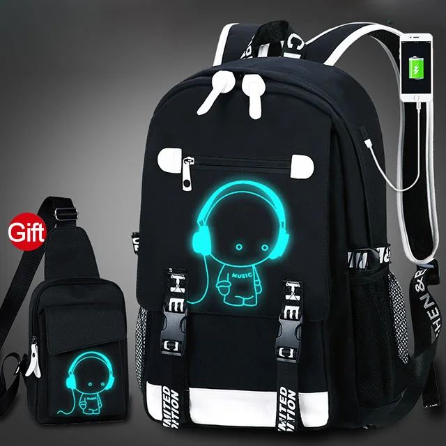 Школьный рюкзак, 3D светящийся анимационный USB зарядка, школьный рюкзак для мальчиков-подростков, Противоугонный Детский рюкзак, школьные сумки - Цвет: Music Chest bag
