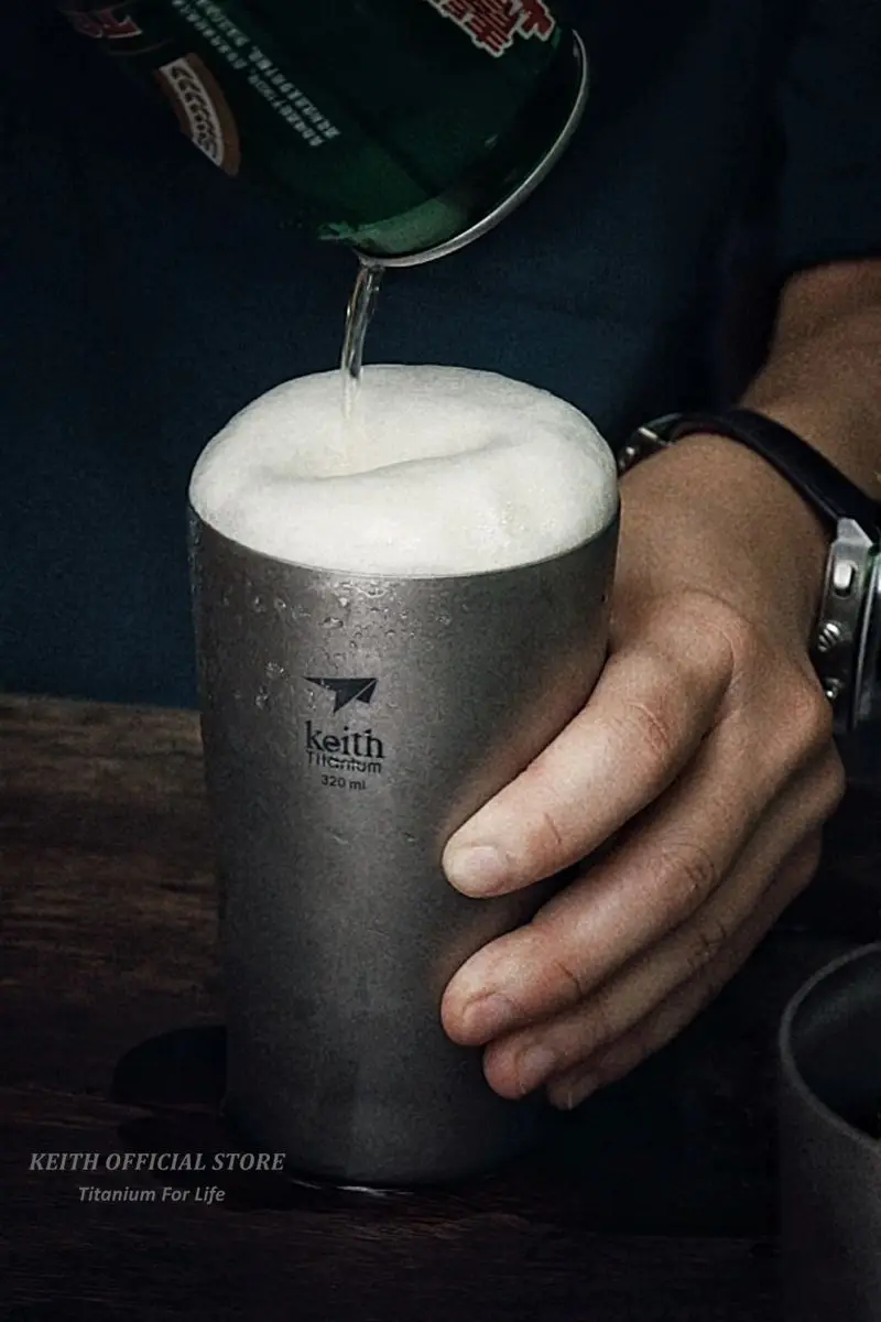 Keith doble pared de titanio cerveza Tazas aislamiento Vasos y copas al aire libre camping Tazas ultraligero taza del viaje 320 ml 98g ti9221