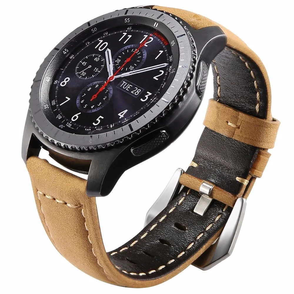 En Ligne 22 m Véritable Bande de Montre En Cuir Pour Samsung Vitesse S3 Bande De Montre De Remplacement Bracelet Pour Les Engins S3 Classique frontière