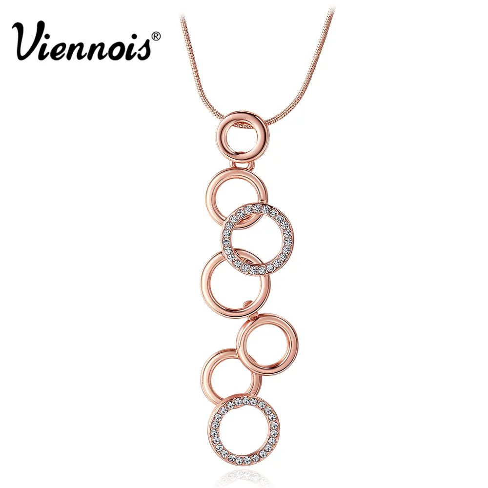 Viennois Pendant Necklaces For women Rose Gold/Silver Color Multiple Circles Rhinestone Circle Layers Drop Necklace Viennois Pendant Necklaces For women Rose Gold/Silver Color Multiple Circles Rhinestone Circle Layers Drop Necklace