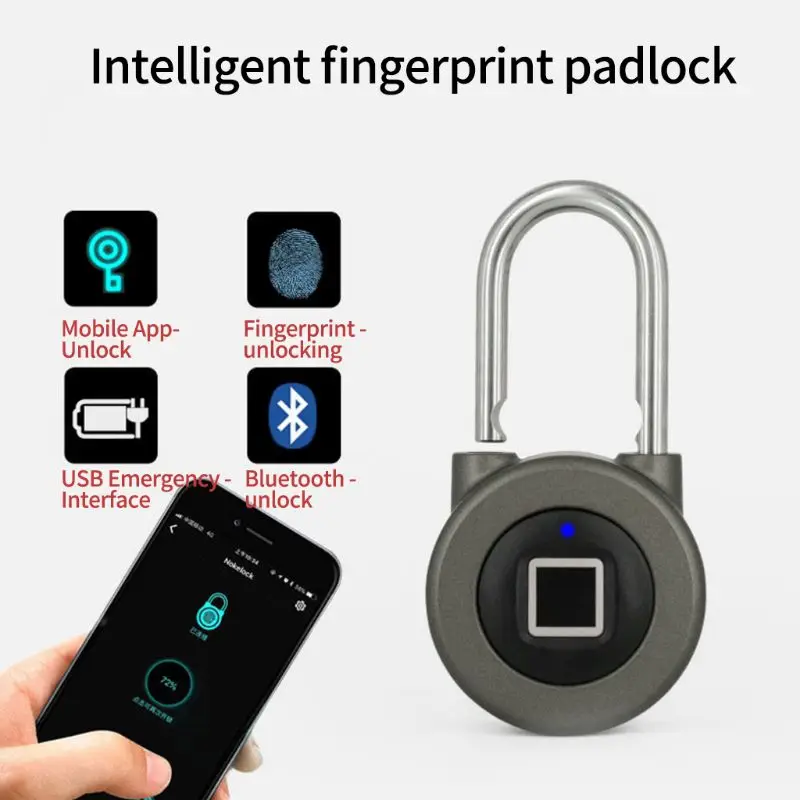 

Fingerprint Intelligent Electric Lock Waterproof APP Bluetooth Padlock Smart Lock Secure Door Locks Anti-theft For Android/IOS