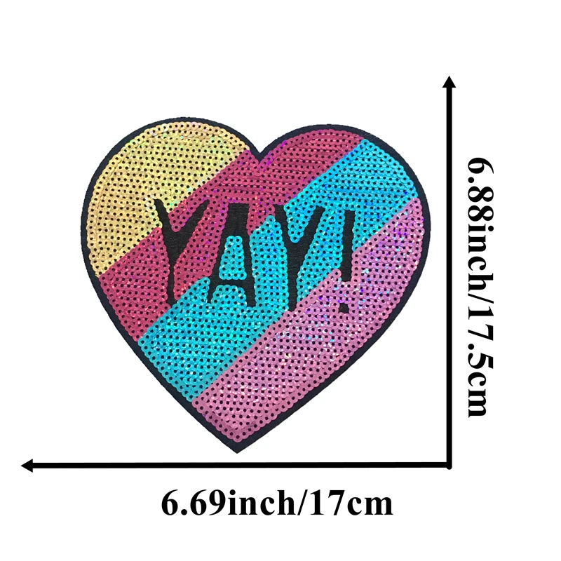 YAY Hearted расшитые блестками железные патчи Новое поступление красочный в форме сердца блестки для одежды DIY Sewinf аксессуары