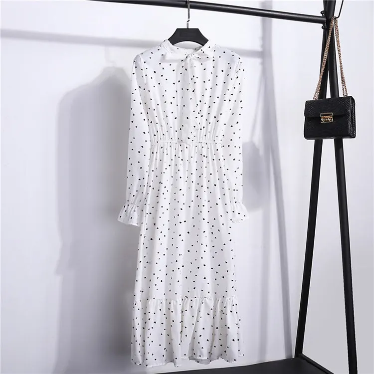 24 Types Floral Print Dresses Women Autumn Chiffon Dress Casual Bowknot O-Neck Long Sleeve Vestidos Mujer Retro Robe Femme Dress (11)