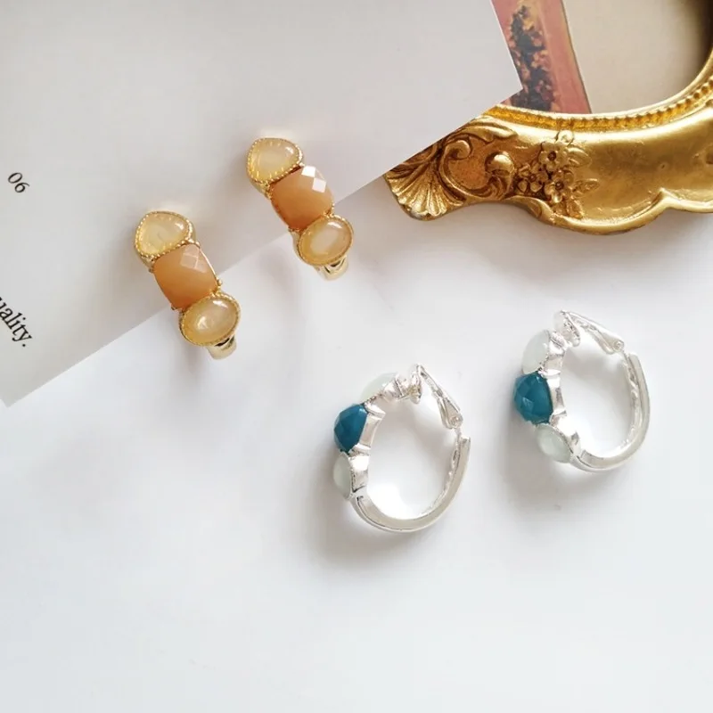 

Korean Fashion Metal Texture Simple Geometric Expensive Earrings Jewelry Accessories Women Girl Exquisite Temperament Ear Clip
