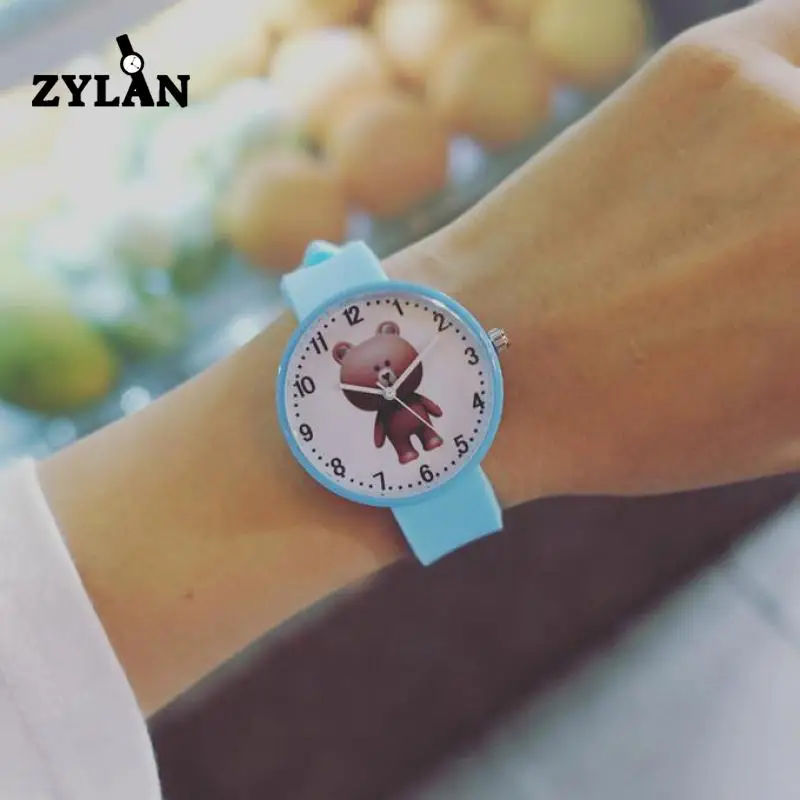 

ZYLAN Cute Cartoon Bear Rabbit Soft Rubber Silicone Pink White Mint Green Quartz Wrist Watch Wristwatches Clock for Women Girls