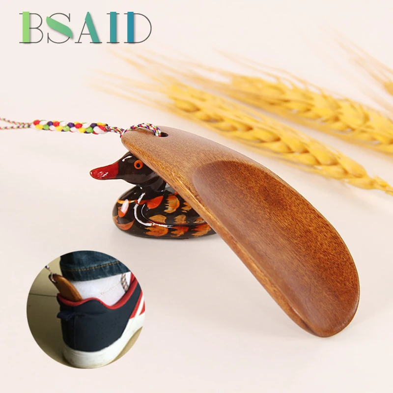 

BSAID Mini Portable Wood Shoehorn Smooth Solid Hanging Wooden Shoe Horn Lifter Spoon For Shoes Accessories Horns Schoenlepel New
