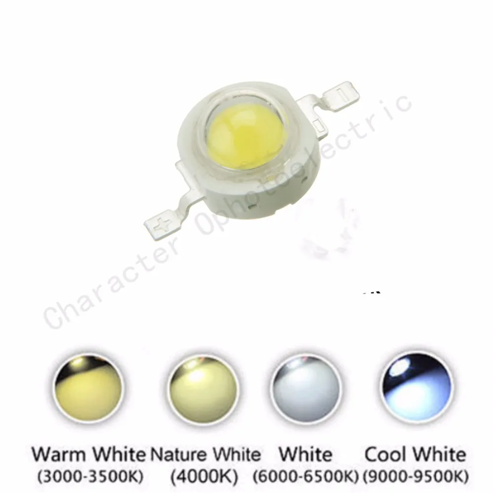 

50pcs 1W 3W High Powre LED Bead Warm white Neutral White Cool white 10000K 20000k 30000k LED Chip Emitter for light diy