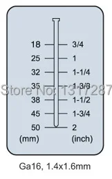 Пневматический гвоздь T50, прямой гвоздь 18-50 мм Ga16, 1,4x1,6 мм