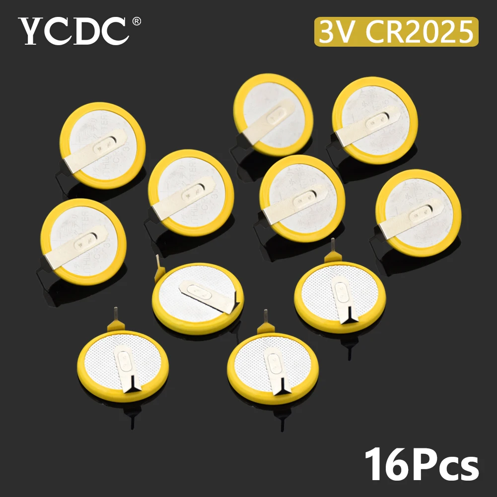 

16Pcs 3V Soldered 2 Pins CR2025 Battery For Main Board Remote Control Game