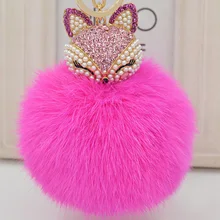 2016 new trinket Keychain pompons keychains Rabbit fur Keychain fluffy key chains for cars keyrings trinkets pom pom keychain