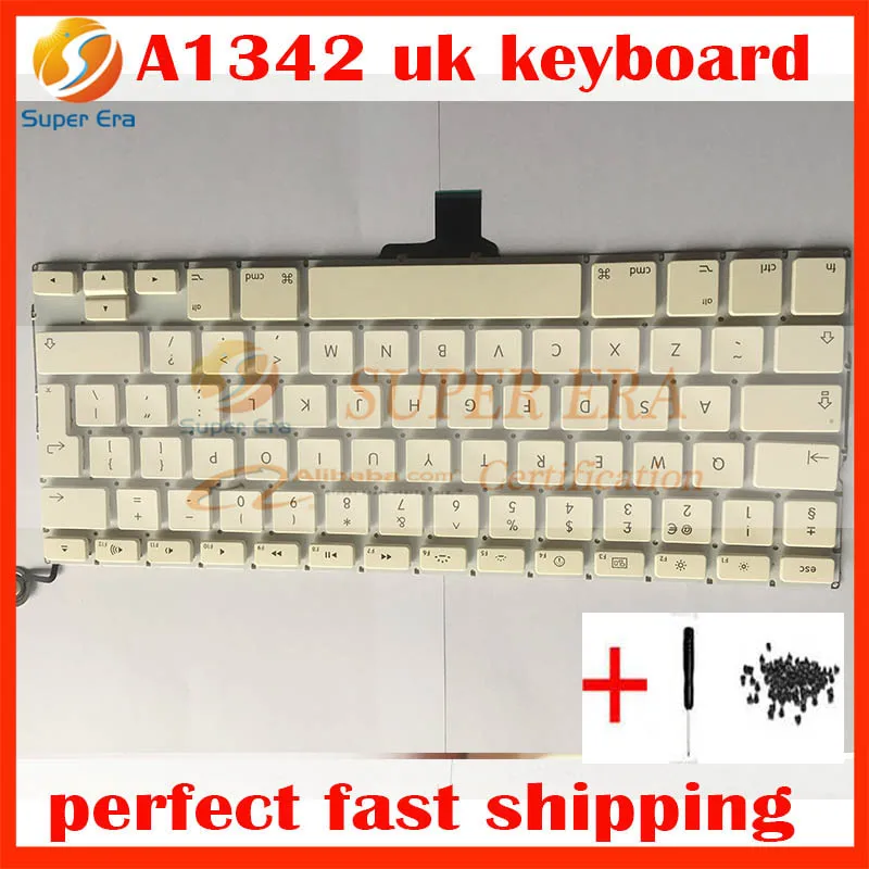 

NEW A1342 UK keyboard clavier for Macbook Pro 13'' Unibody MC207 MC516 A1342 Keyboard UK with Power Button without Topcase