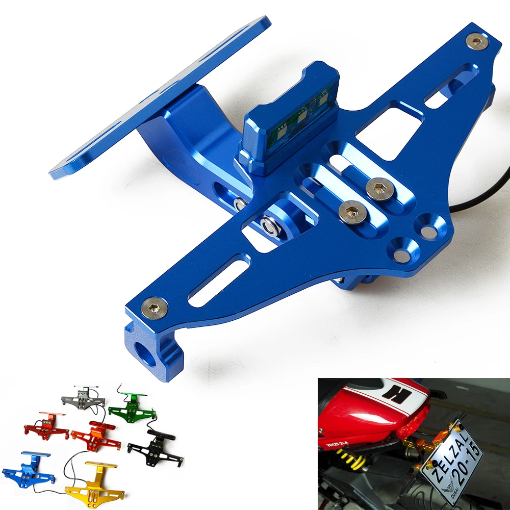 

CNC Aluminum Motorcycle Rear License Plate Mount Holder with LED Light For Yamaha XV 950 R ABS/Racer YBR 125 tmax500 tmax530