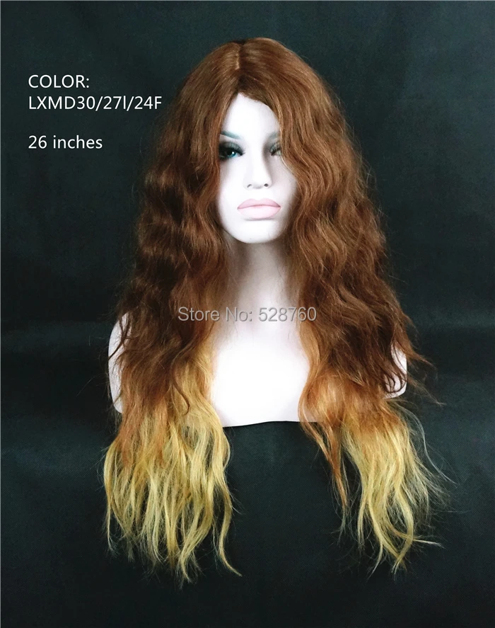 Buy Ombre Wig 26 inches Fluffy long wavy Medium Auburn