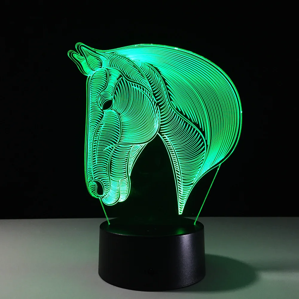 Lampe cheval 3D Illusion d optique lampe LED hologramme Lampe cheval 3D Illusion d optique lampe LED hologramme