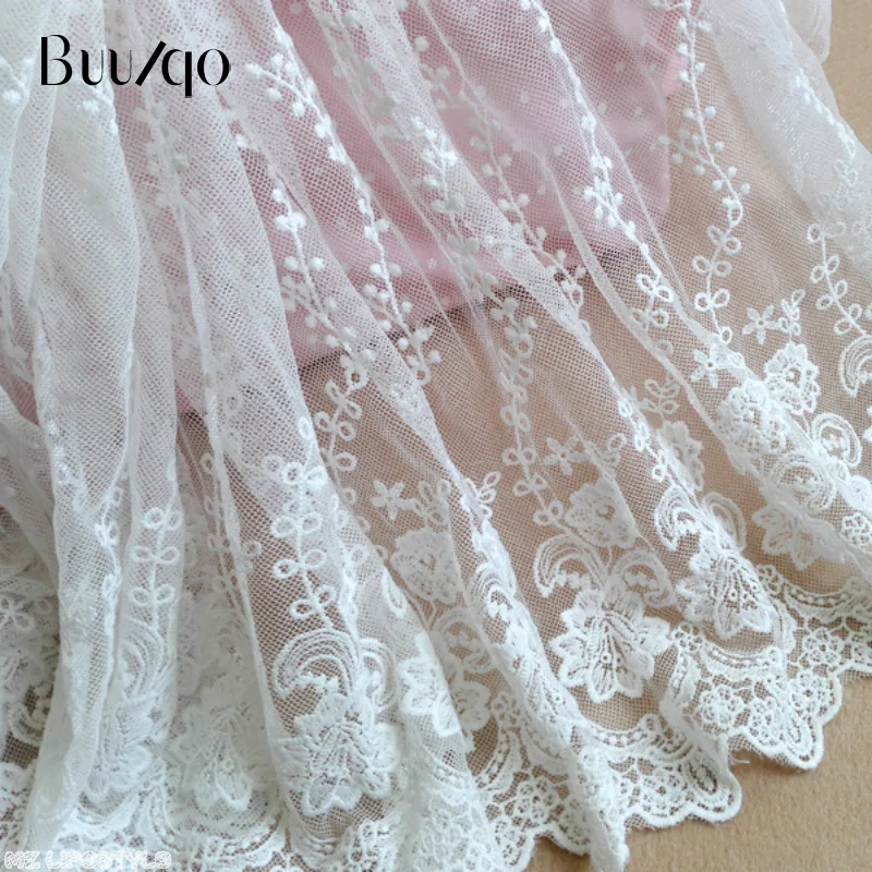 

buulqo White cotton embroidery tulle lace trim By Half Meter for DIY Home Decoration Lace Sewing Crafts