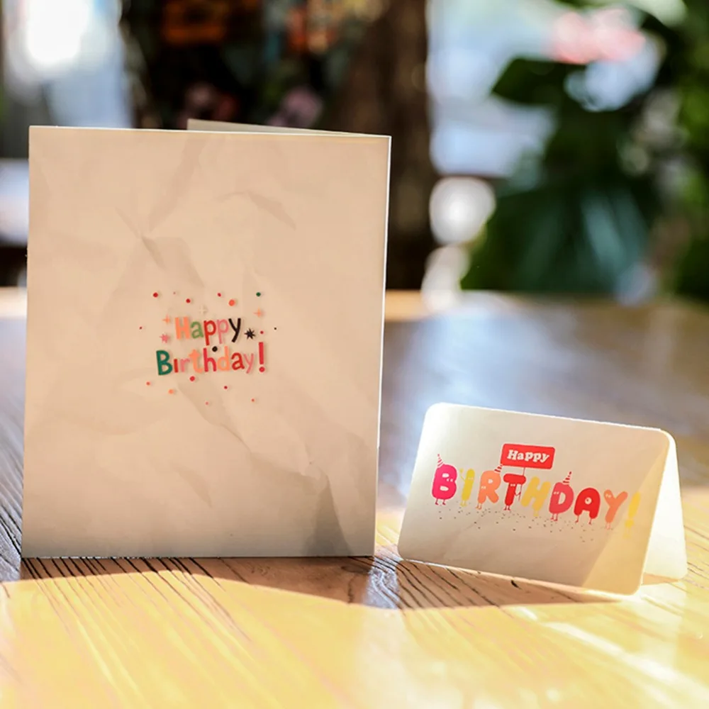  3D Colourful printing pop up Happy Birthday gifts greeting cards Invitation card laser cut envelope - 32851515357
