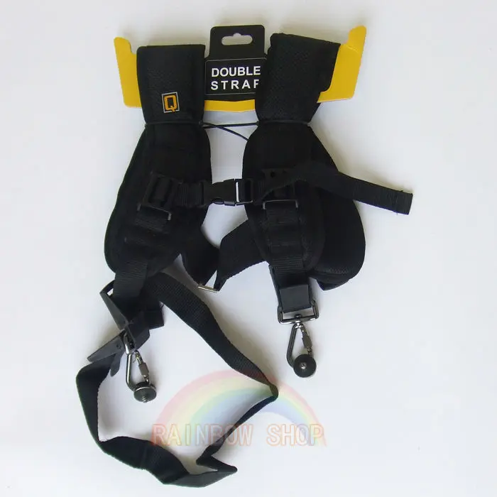 

High quality Double Shoulder Belt Strap Black Professional QUICK STRAP For Two Video Cameras SLR DSLR