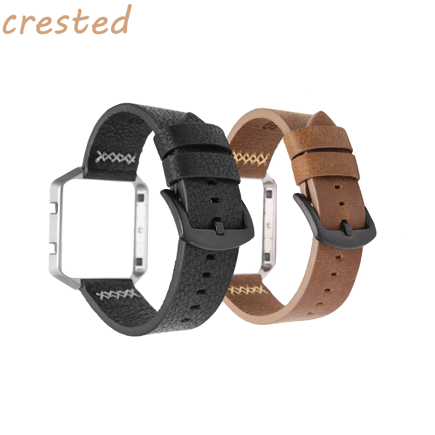 

Genuine leather strap for Fitbit Blaze western cowboy leather band with metal frame bracelet leather watch strap band