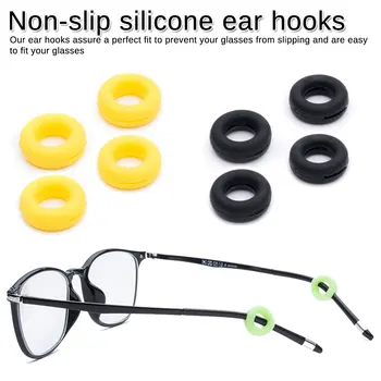 

Glasses Ear Hooks Eyeglasses Sports Temple Tips Anti Slip Silicone Grips 2 Pairs Round