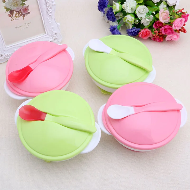 

Children Like Hot Selling Baby Feeding Training Bowl Temperature Sensing Spoon Suction Cup Tableware Set Convenient