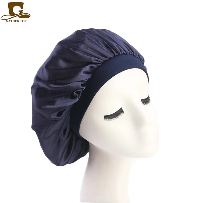 Удобная однотонная широкая лента шелковистая Шапочка колпак для сна Ночная шапка выпадение волос шапка-тюрбан химиотерапия шляпа женские аксессуары для волос