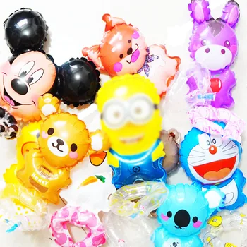 

(20pcs/lot) party balloons foil material new style wrist toys balloons for kids toys doraemon animals mickey birthday balloons