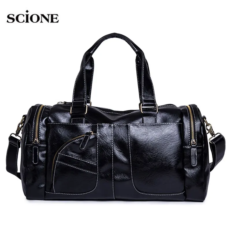 PU leather gym bag canvas sports fitness bags for women men sac se