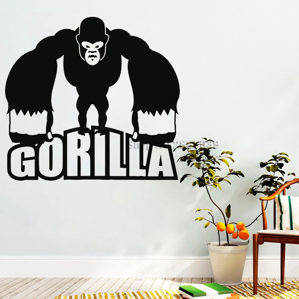 Gorilla Wild Animal Wall Murals Stickers Vintage Home Interior Decor Art Wall Decals Vinyl Wallpaper Art Animals Posters LC789