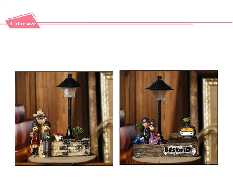 Винтажные смолы пара ночные декоративные светильники Ретро любителей ночник миниатюрные фигурки лампа ремесла студенческие подарки мебель