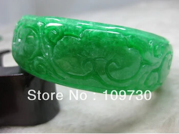 

hot sell909312 NATURE BEAUTIFUL CARVING GREEN JADE JADEITE BRACELET BANGLE
