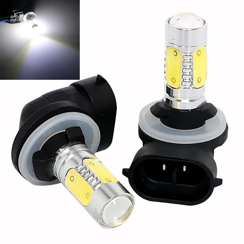 

2pcs COB LED Car Headlight Car Running Light Driving Bulb H27W 881 Projector Lens Auto Fog Lamp Car-styling