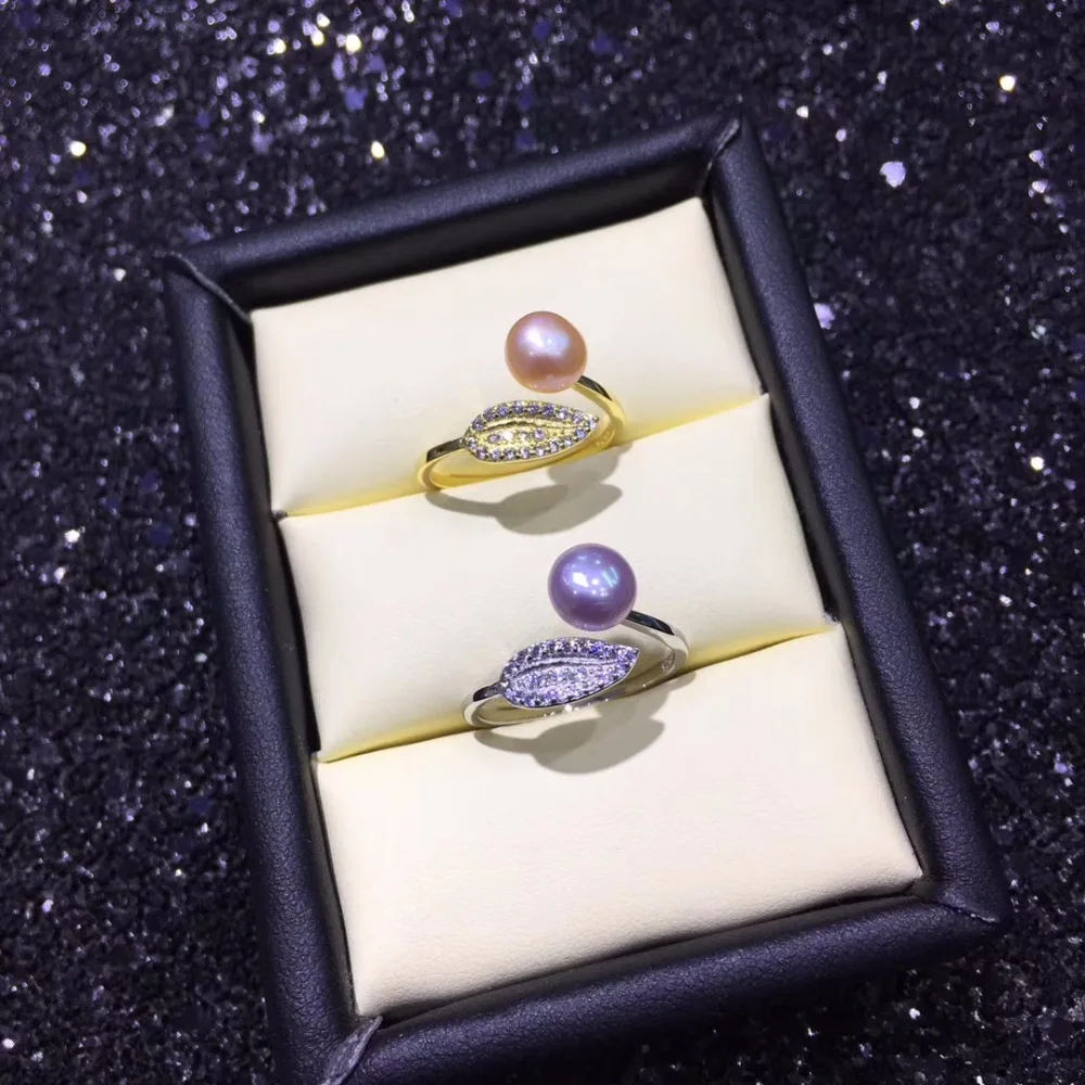 cheap Adjustable Fashion Pearl Ring Mountings, Ring Findings, Adjustable Ring Jewelry Setting Parts Fittings Charm Accessories Silver