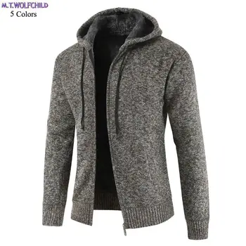 

Free shipping 2018 Winter Mens long sleeve hooded knitted coats casual fleece mens zipper sweaters fashion mens clothing tops