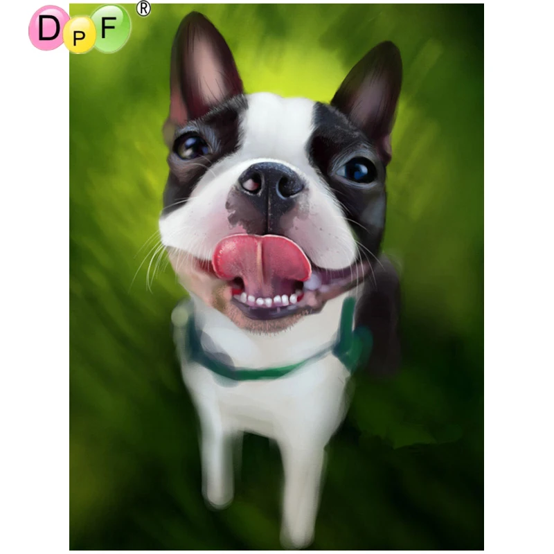

DPF 3D Diamond Embroidery Bullfighting dog Diamond Painting Cross Stitch Square diamond Mosaic kit Needlework home Decor picture