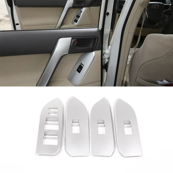 

4pcs Matte Silver ABS Window Lift Button Frame Trim For Toyota Land Cruiser Prado FJ150 150 2014-2018 Car Accessories For LHD
