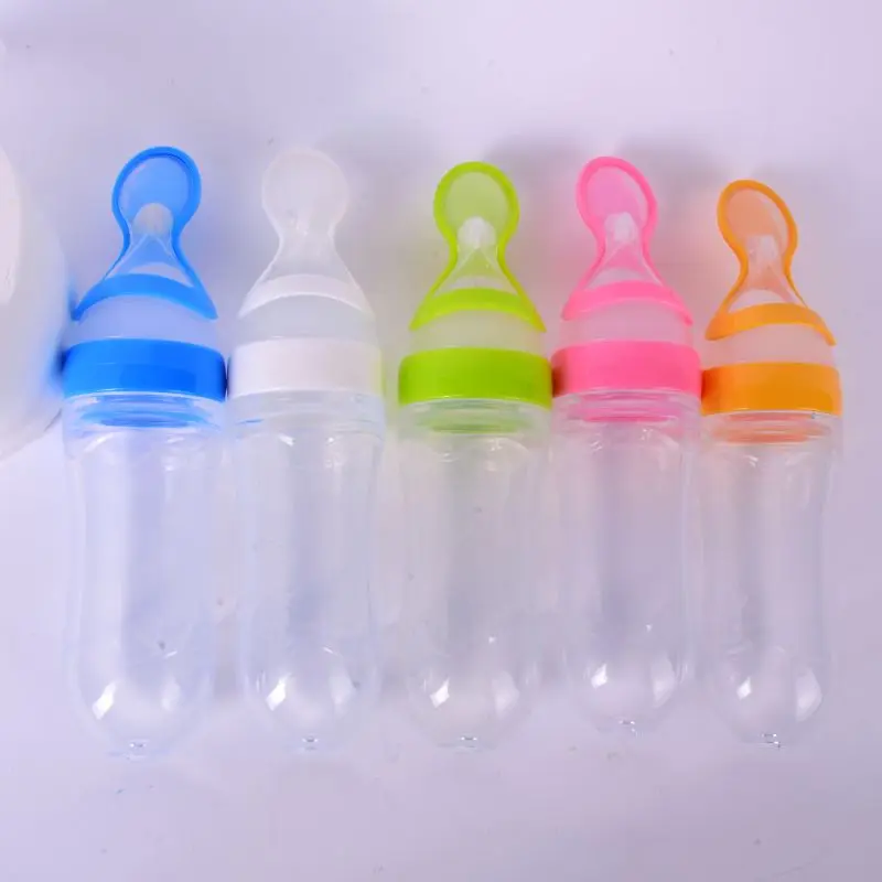 Baby Squeezing Feeding Bottle Silikon Training Rice Spoon Baby Cereálie Food Supplement Feeder Safe Tableware Medicine Tools