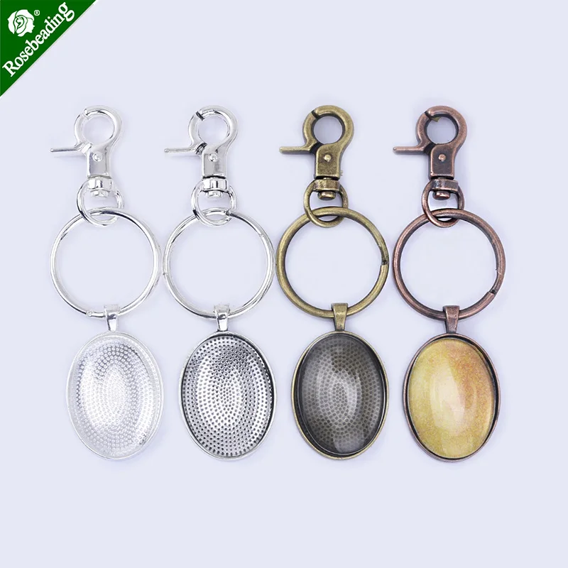 

30x22mm DIY Key Chain oval Pendant kits Lobster Claw Key Chain Craft Kits Keys,sold 5pcs/set