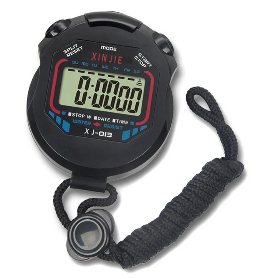 

DHL 500pcs practical Professional Digital Handheld LCD Chronograph Sports Stopwatch Timer Stop Watch with string