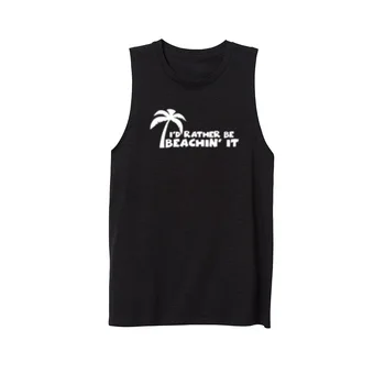 

Womens I'd Rather Be Beachin' It Workout Fitness Casual Tank Vest Sleveless Tops Shirts