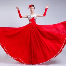 Красная одежда с длинным рукавом-открытие юбка для танцев платье с широкой юбкой испанская коррида костюм для танцев выступлений на сцене блесток Танцы костюм H589